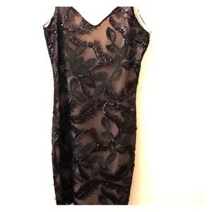 NWOT Gorgeous evening dress sheer V-neck open back